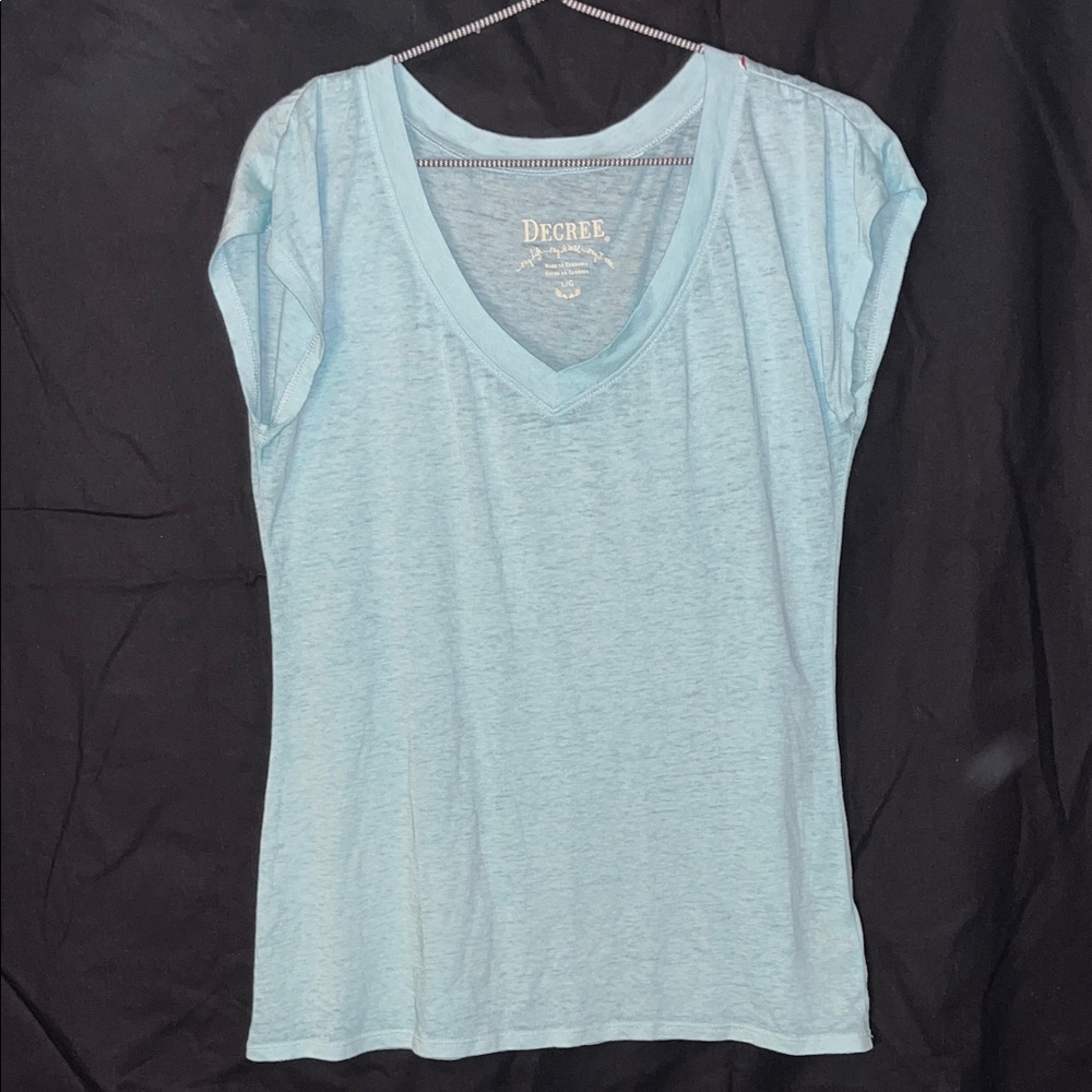 Decree Women's Sky Blue V-Neck Short Sleeve Tee